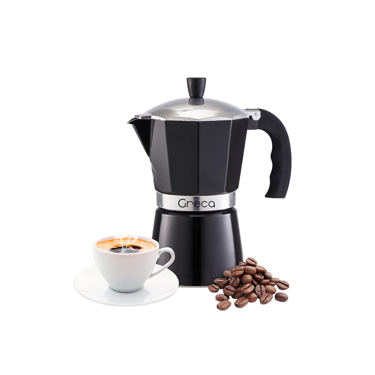 Cafetera 06 Tazas Clasica Color Negro Brillante Greca - Miniatura 2