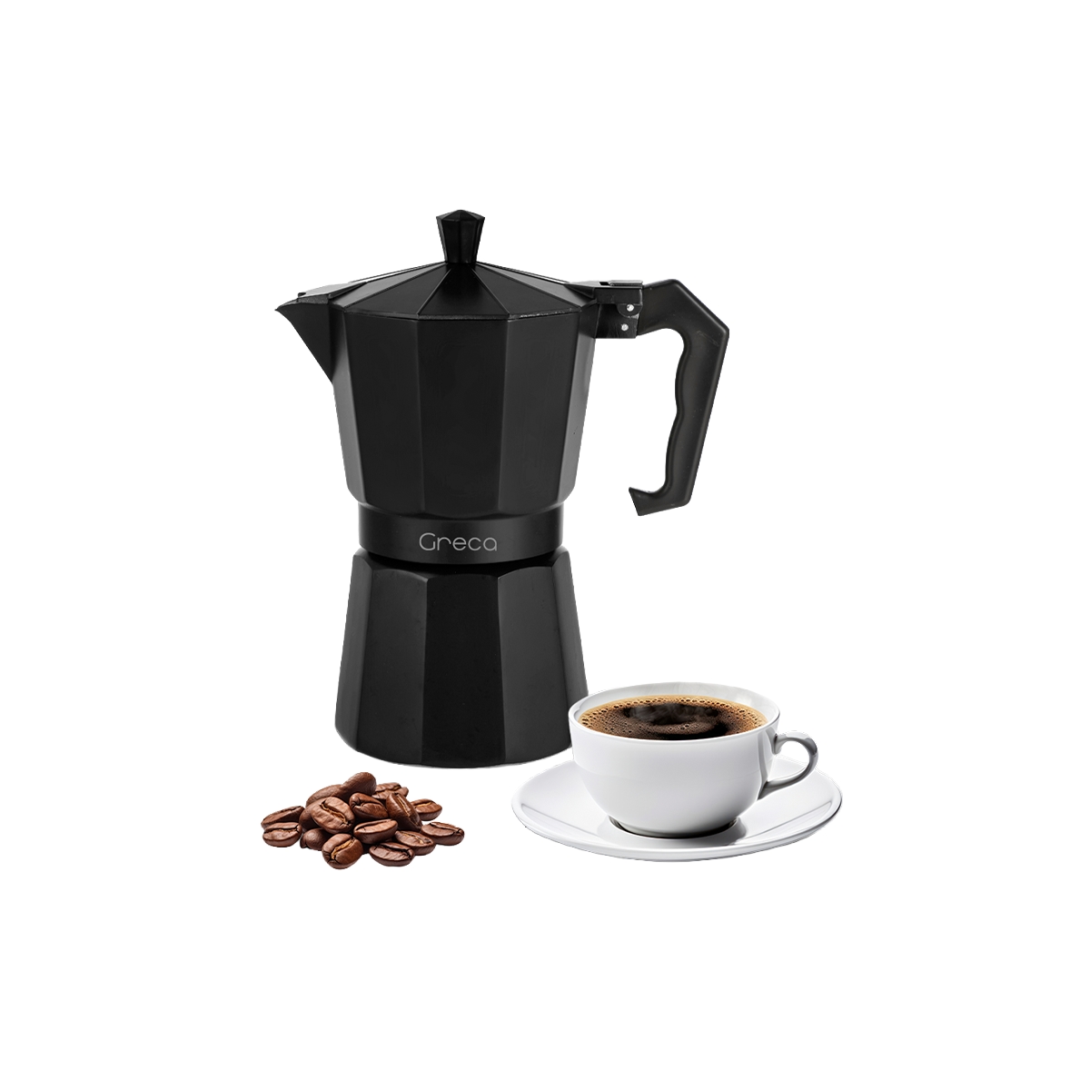 Cafetera 06 Tazas Clasica Color Negro Mate Greca - Miniatura 2