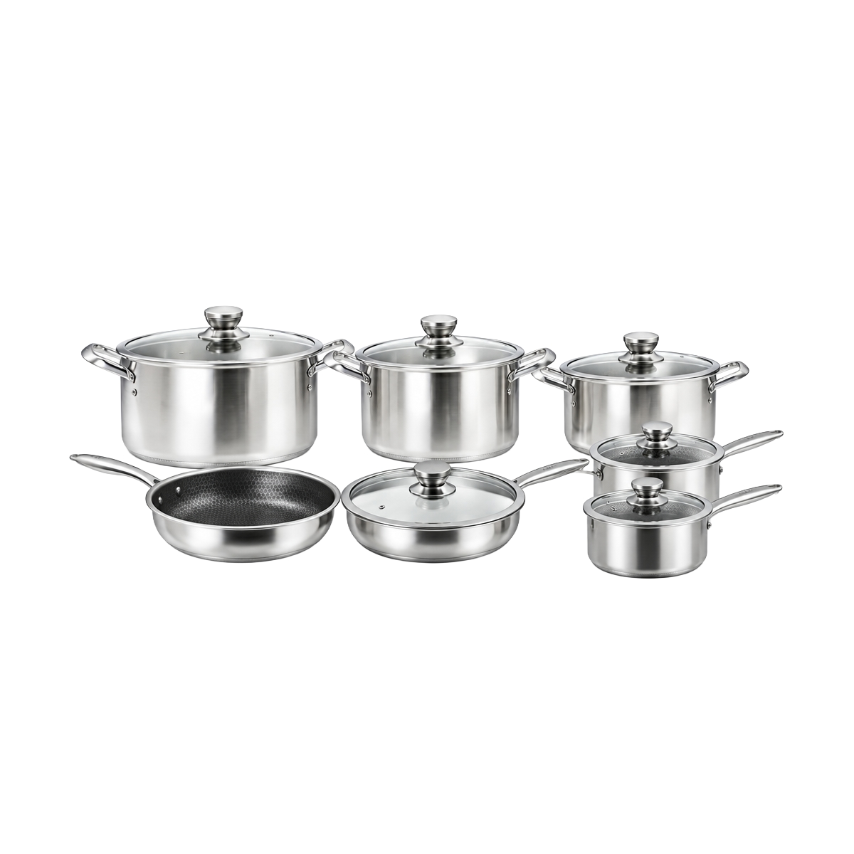 Juego De Ollas Antiadherente 14 Piezas Silver Ribelle