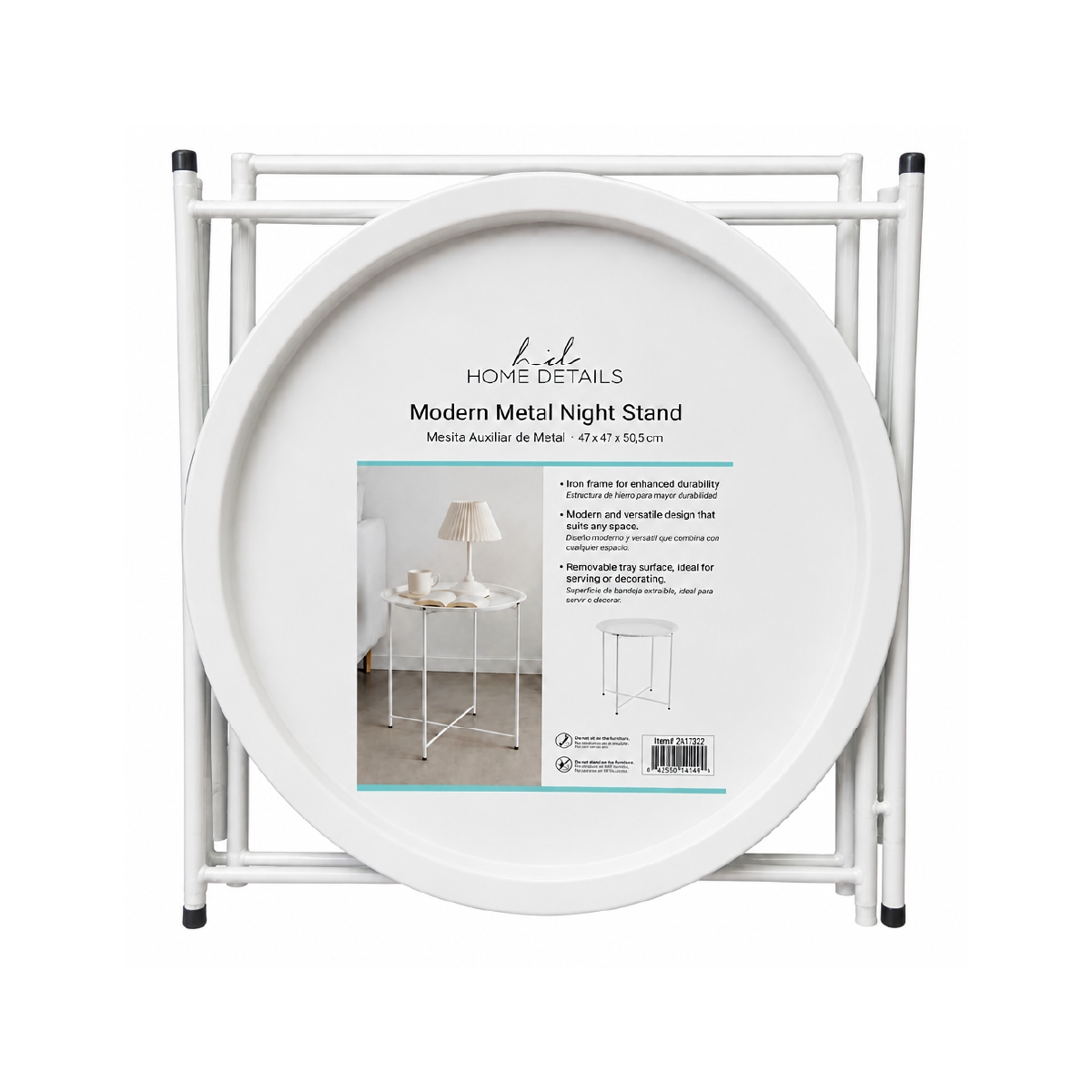 Mesa Auxiliar de Metal Color Blanco Home Details - Miniatura 2