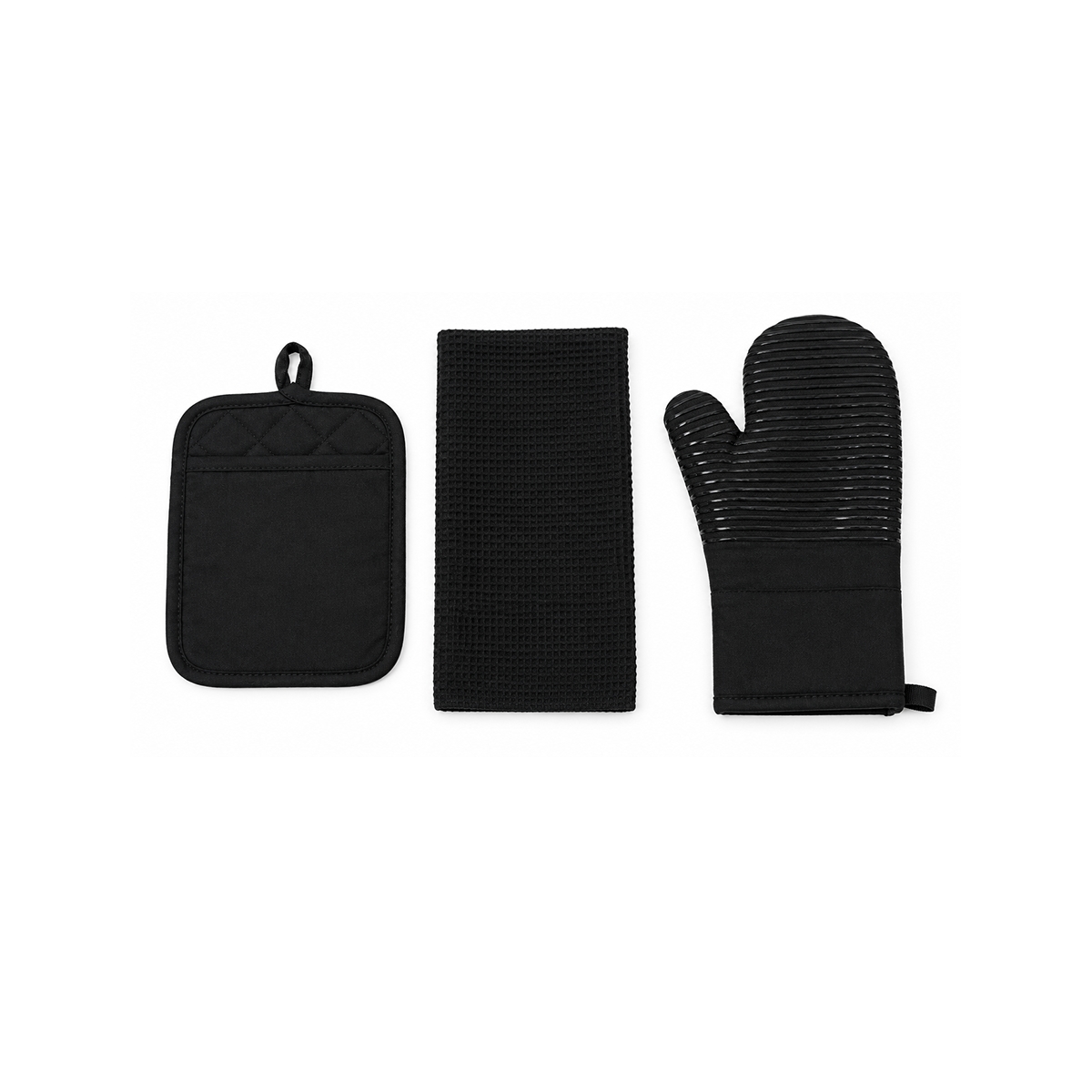 Set De Guantes Para Cocina 3 Piezas Color Negro Perfect Kitchen