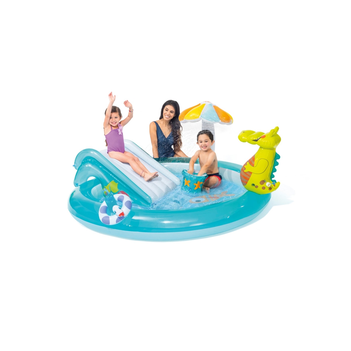 Centro De Juegos De Cocodrilo Inflable Con Tobogán Y Rociador De Agua Intex - Miniatura 3