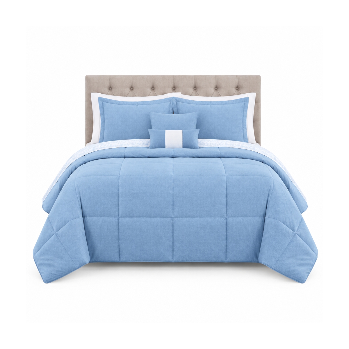 Edredón Queen 10 Piezas Azul Seraphine