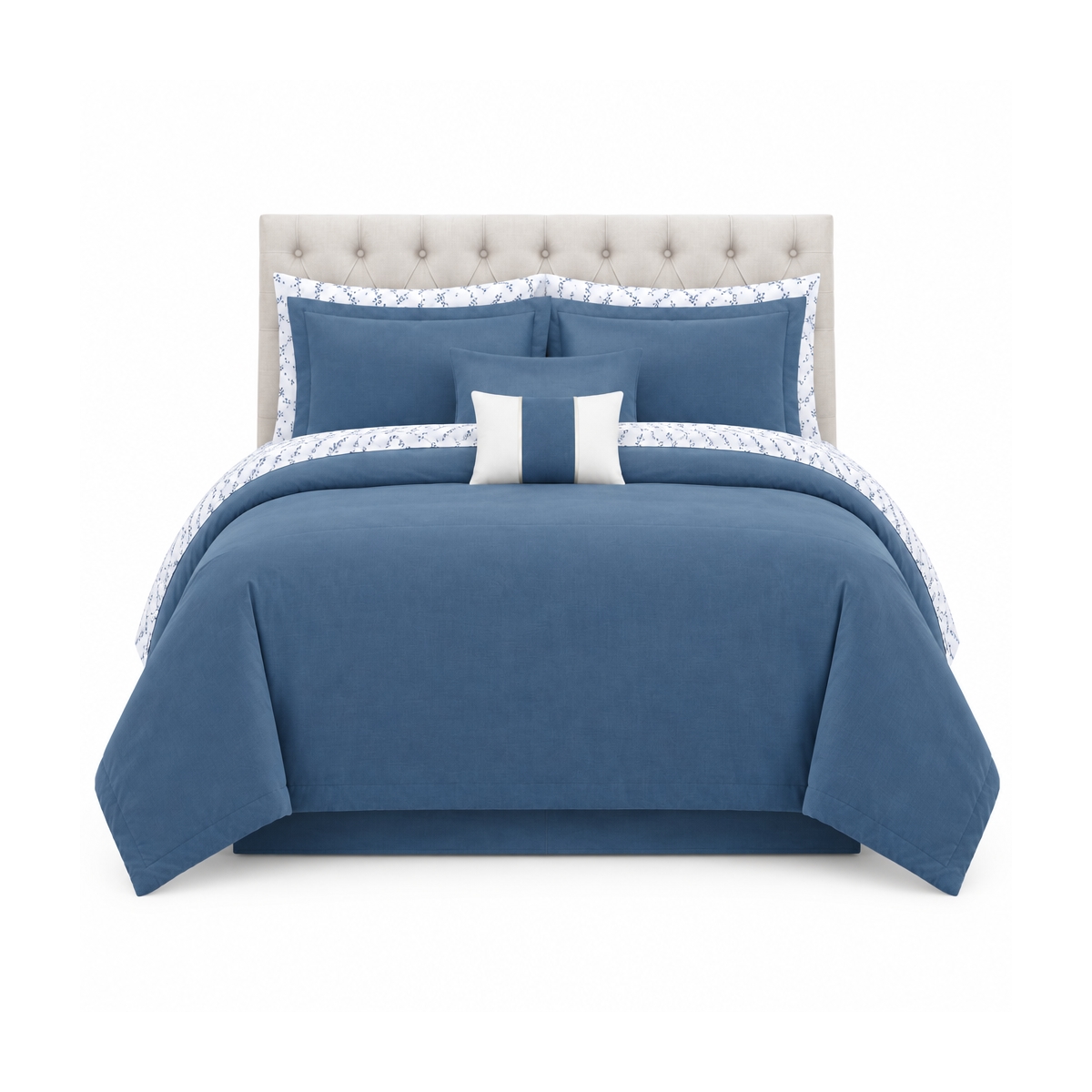 Edredón King 10 Piezas Azul Grisáceo Seraphine