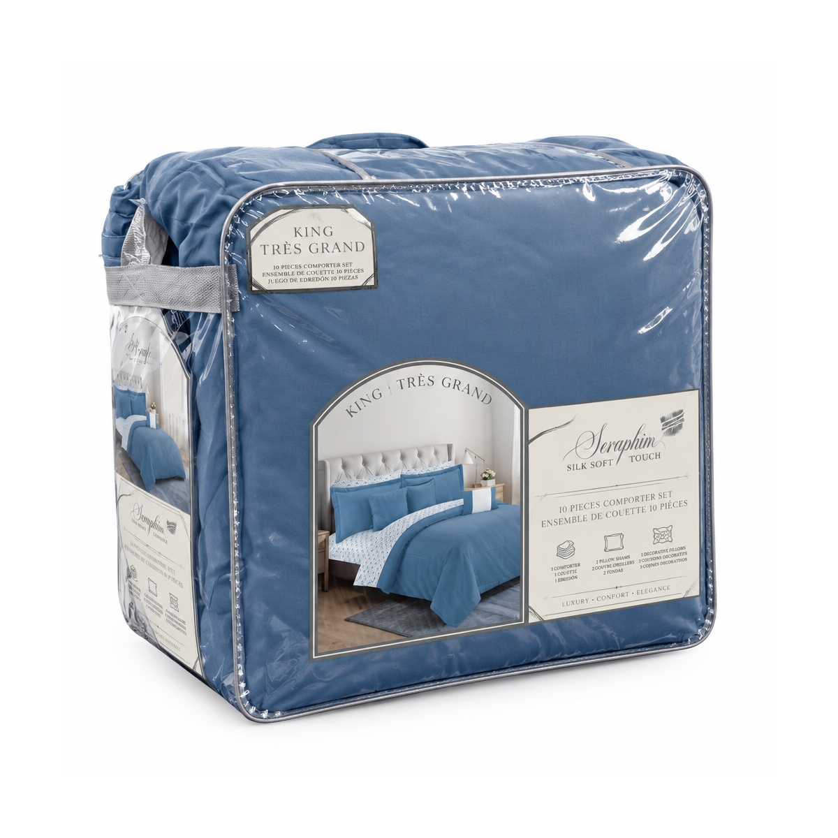 Edredón King 10 Piezas Azul Grisáceo Seraphine - Miniatura 3