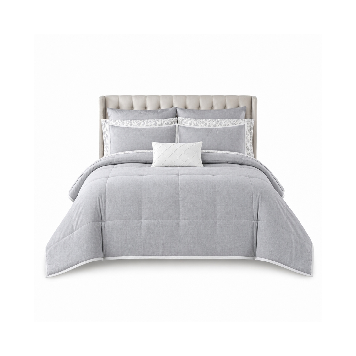 Edredón Queen Reversible 10 Piezas Gris Ella Elise