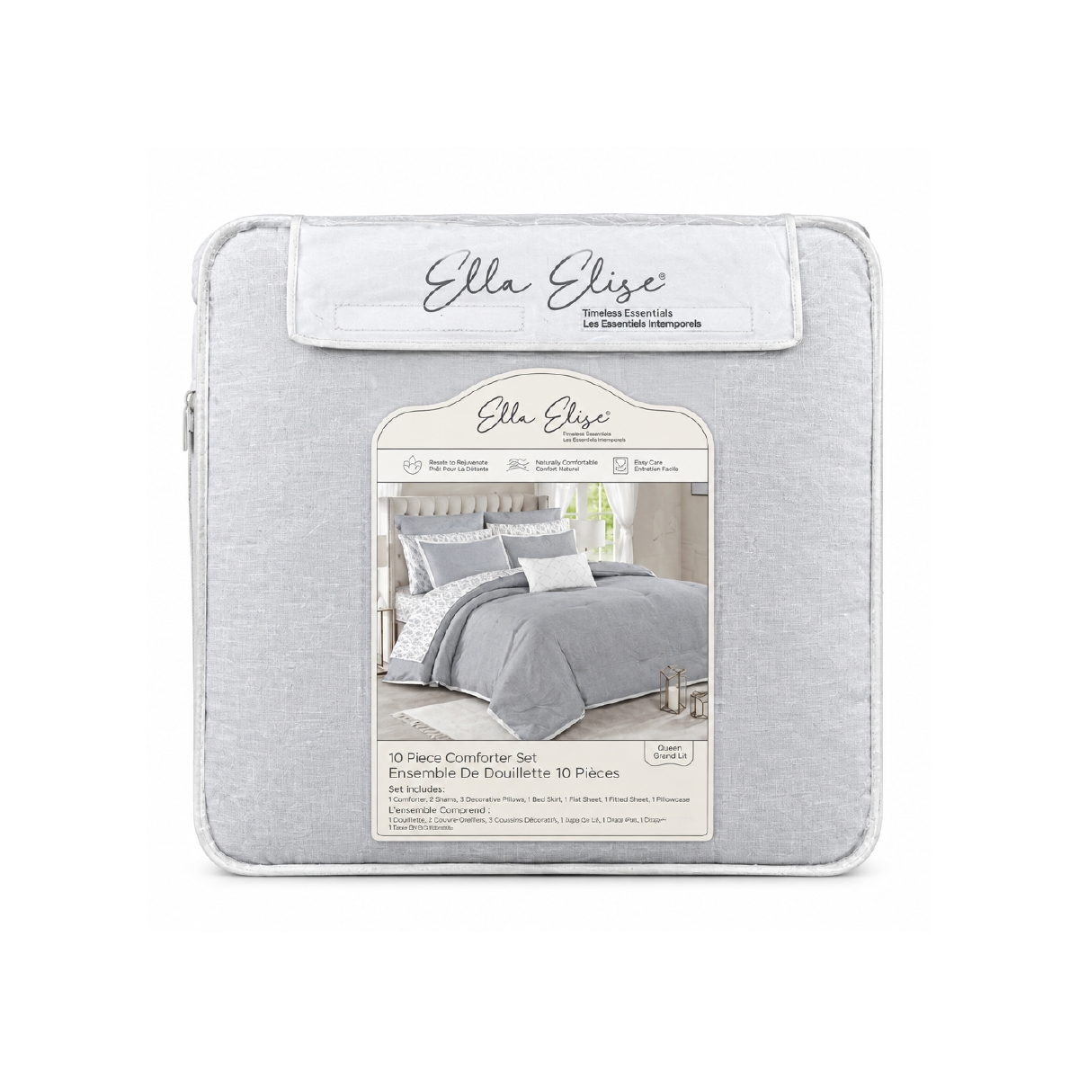 Edredón Queen Reversible 10 Piezas Gris Ella Elise - Miniatura 2