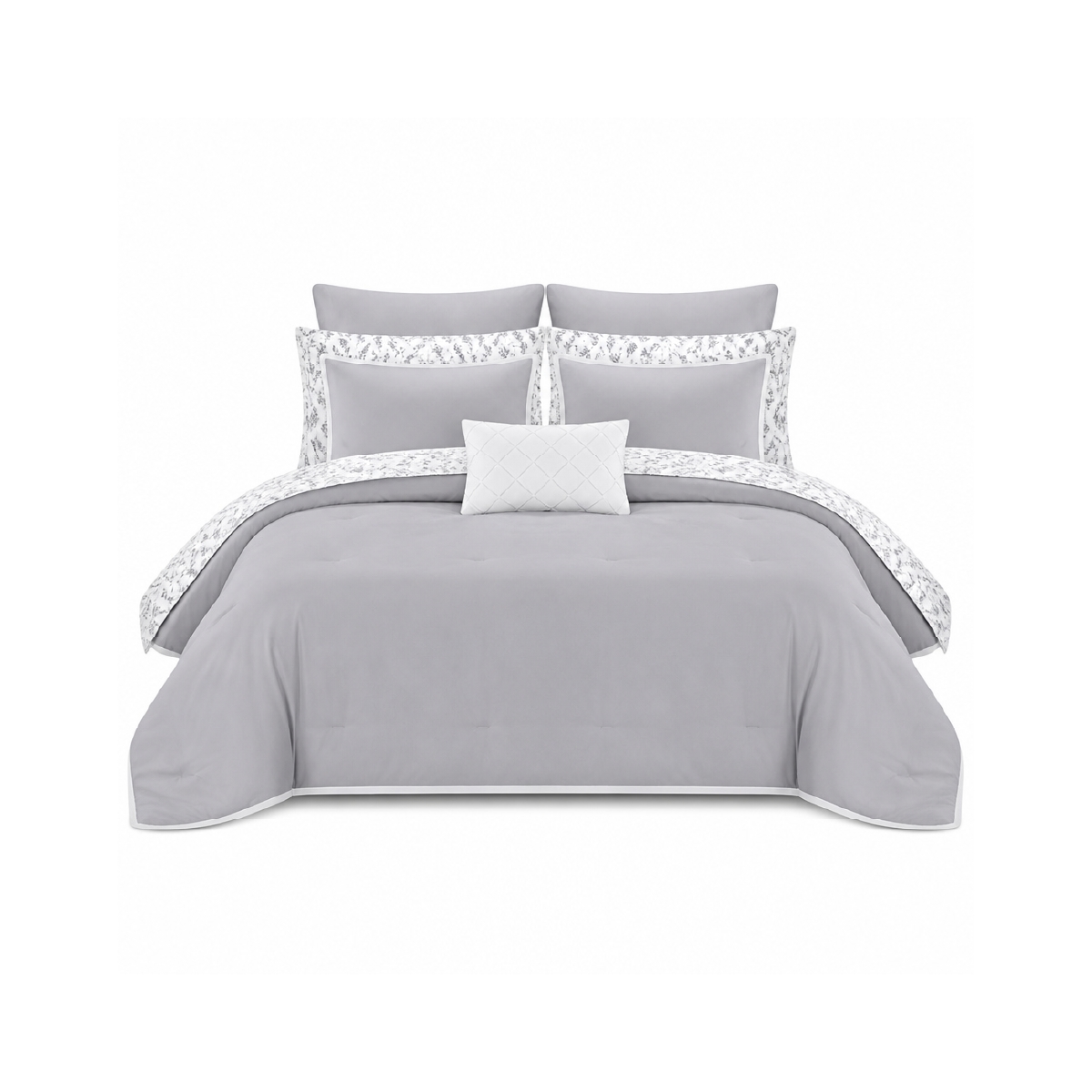 Edredón King Reversible 10 Piezas Gris Ella Elise