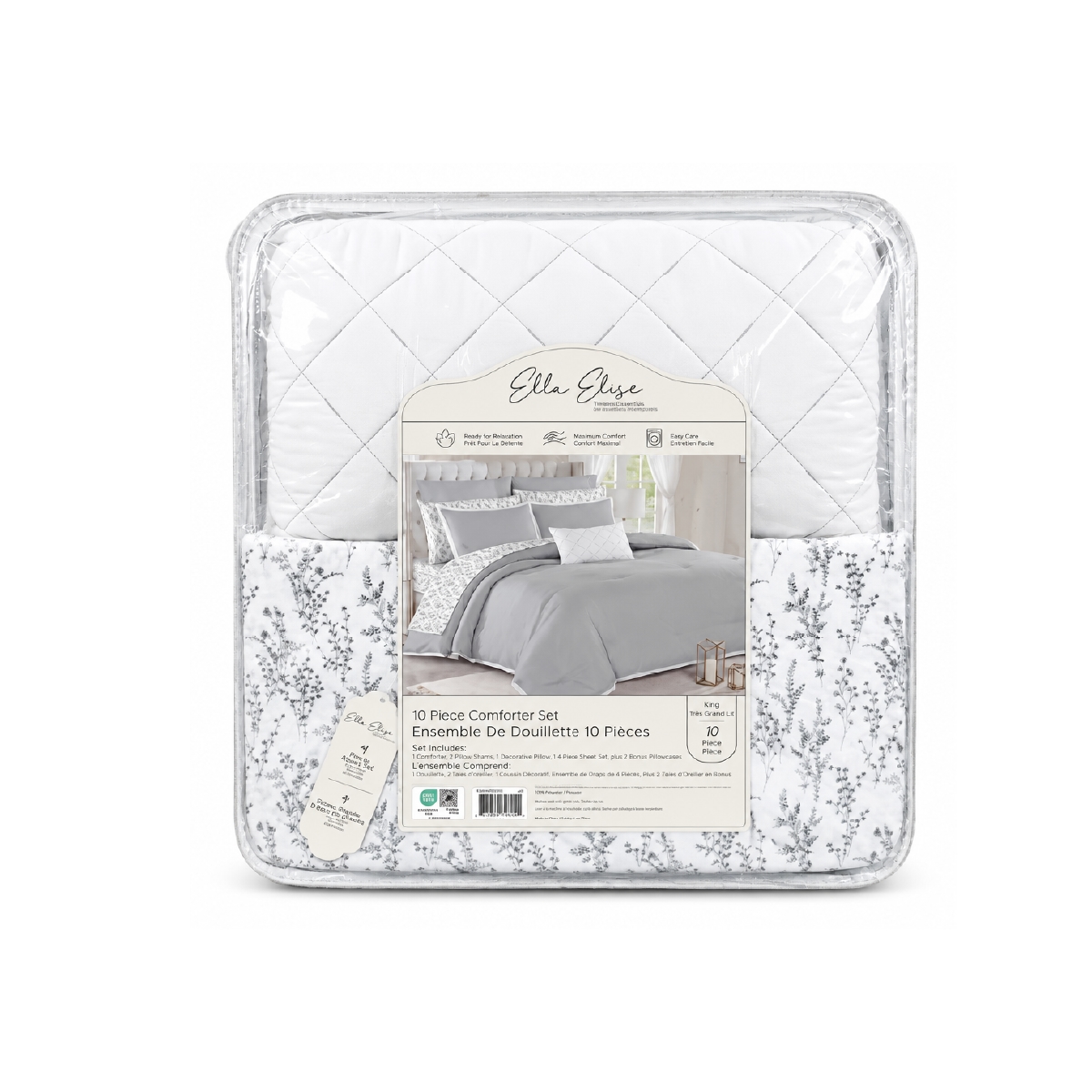 Edredón King Reversible 10 Piezas Gris Ella Elise - Miniatura 2