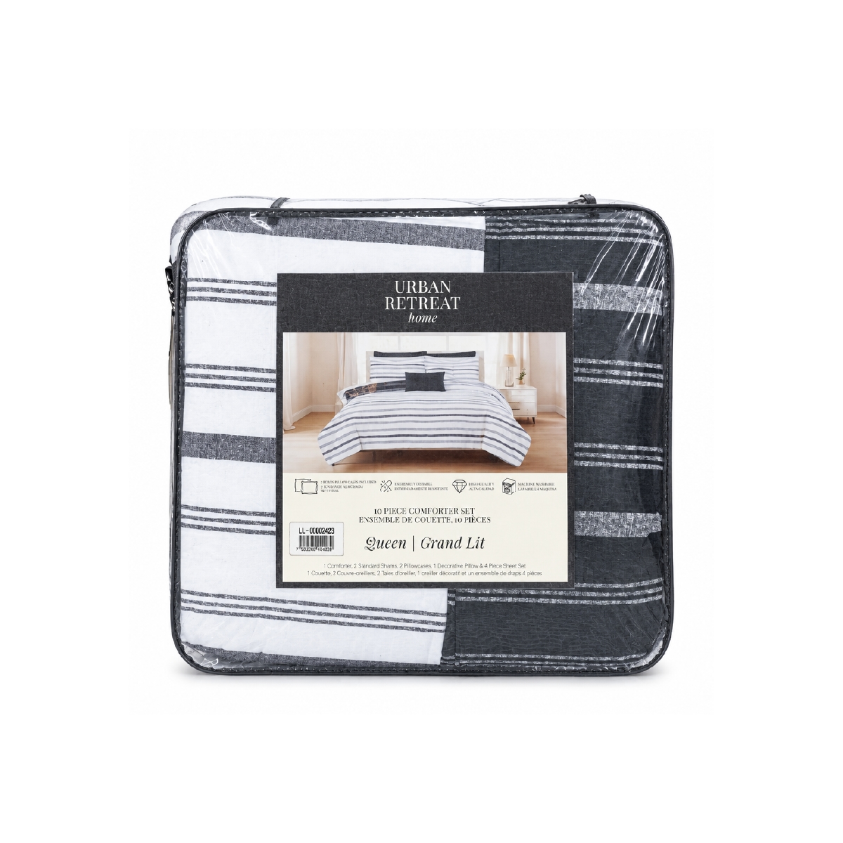 Edredón King Reversible 10 Piezas Negro y Blanco Ella Elise - Miniatura 2
