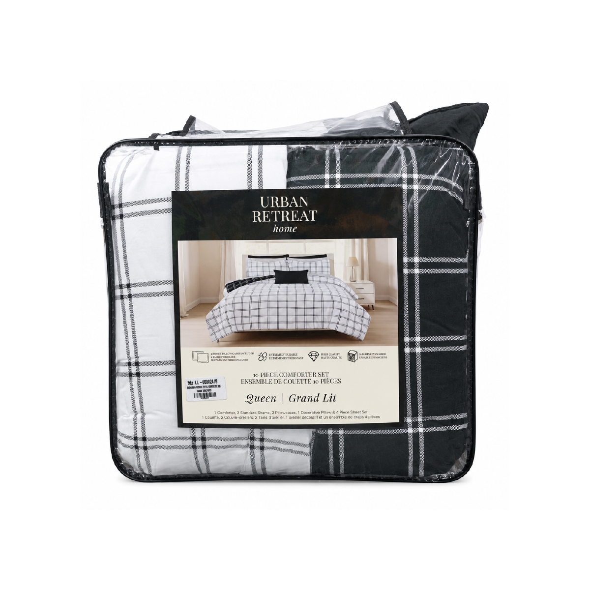 Edredón Queen Reversible 10 Piezas Negro Blanco Gris Urban Retreat - Miniatura 2