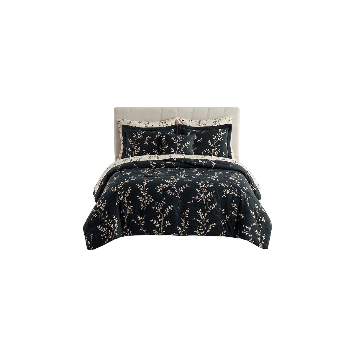 Edredón Queen Reversible 10 Piezas Negro y Beige Heritage & Hearth