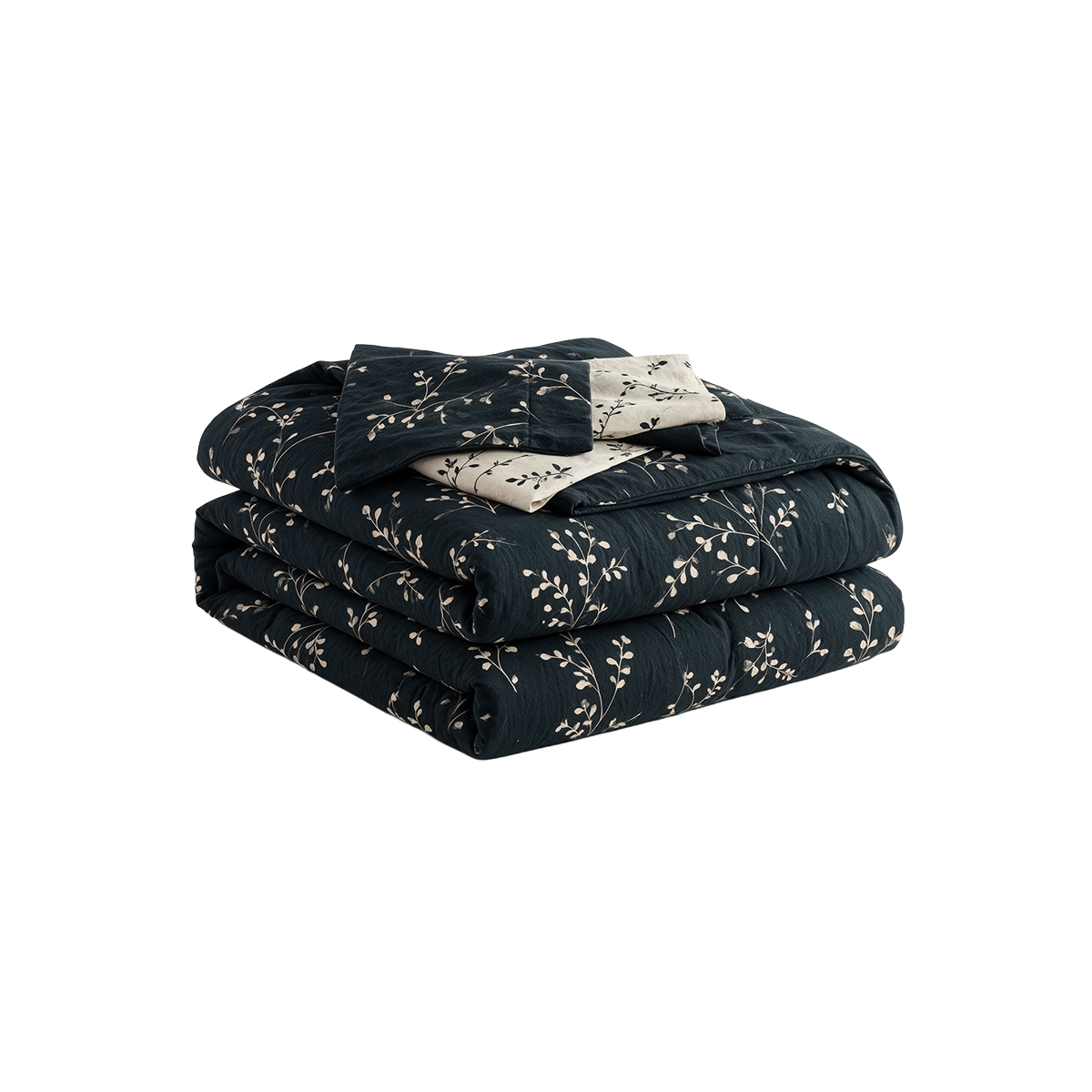 Edredón Queen Reversible 10 Piezas Negro y Beige Heritage & Hearth - Miniatura 2