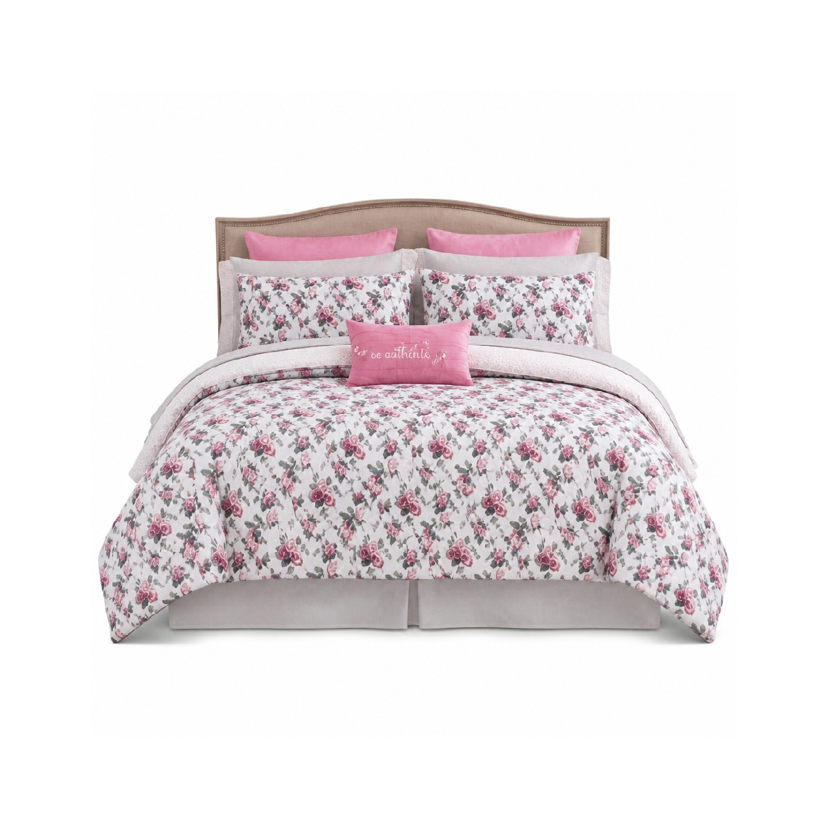 Edredón King Reversible 10 Piezas Rosa y Beige Heritage & Hearth
