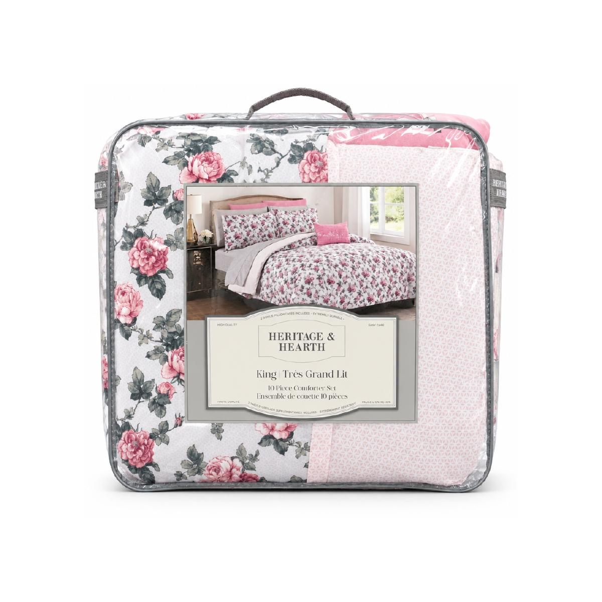Edredón King Reversible 10 Piezas Rosa y Beige Heritage & Hearth - Miniatura 2