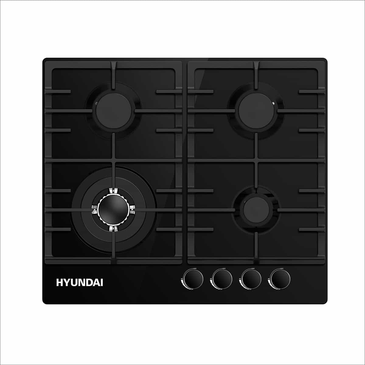 Tope A Gas 60 CM De 4 Hornillas Vidrio Hyundai