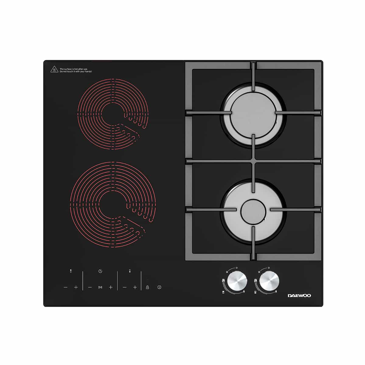 Tope Dual Eléctrico Y Gas 60 CM De 4 Hornillas Color Negro Daewoo
