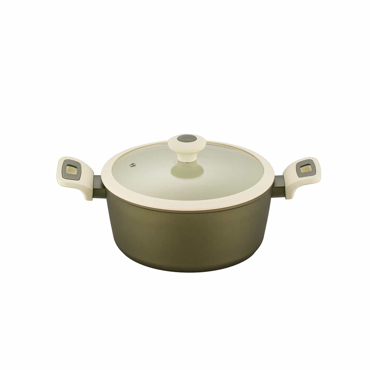 Olla de Cerámica con Tapa de 24 Centímetros Color Verde Oliva Bremen