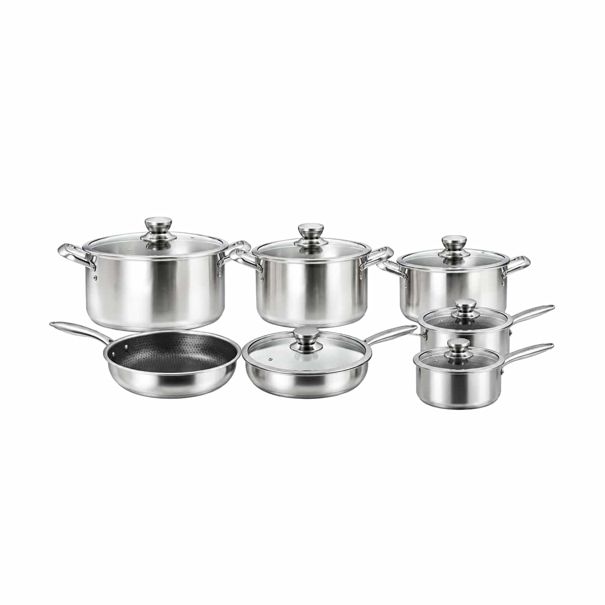 Juego De Ollas Antiadherente 14 Piezas Silver Ribelle
