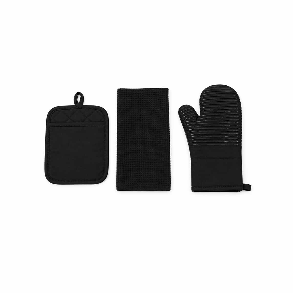 Set De Guantes Para Cocina 3 Piezas Color Negro Perfect Kitchen