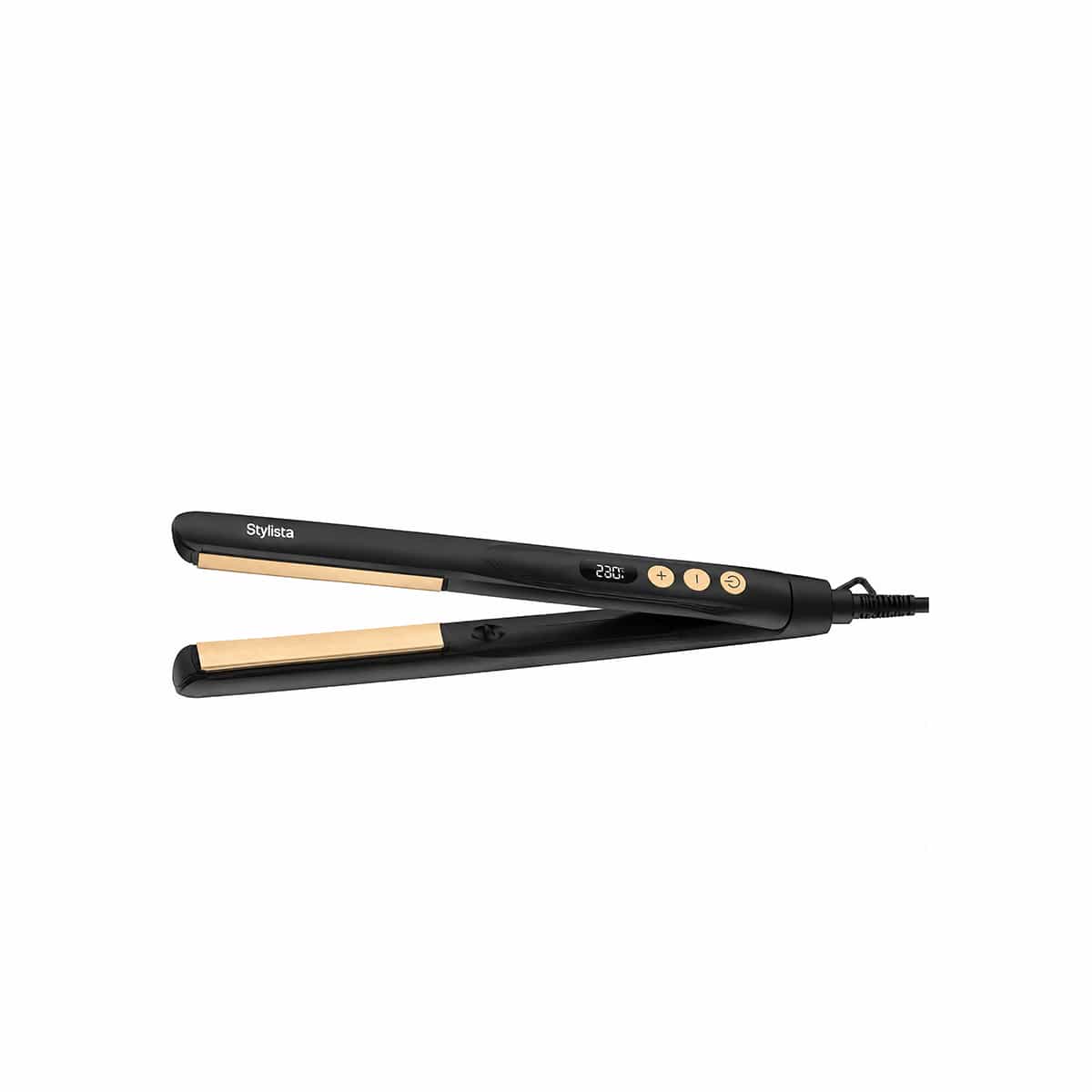 Plancha Alisadora Para Cabello Color Negro y Dorado Stylista