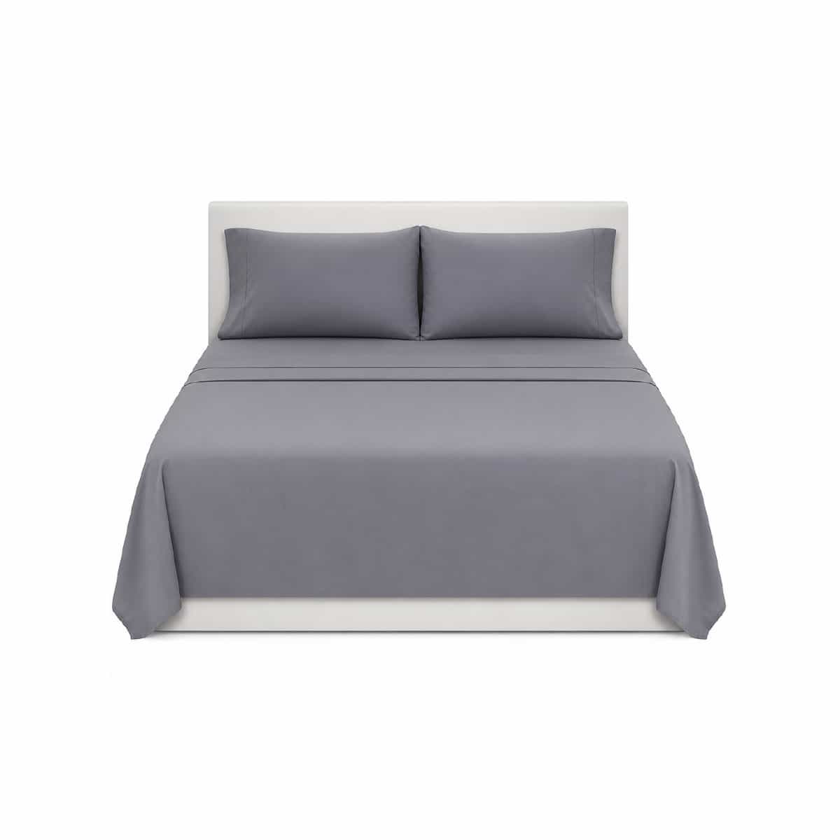 Juego De Sabanas Queen De 4 Piezas Color Gris Oscuro Soho