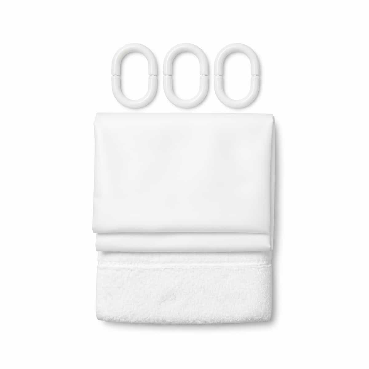 Set De Alfombra Y Cortina Para Baño 14 Piezas Blanco Antigua