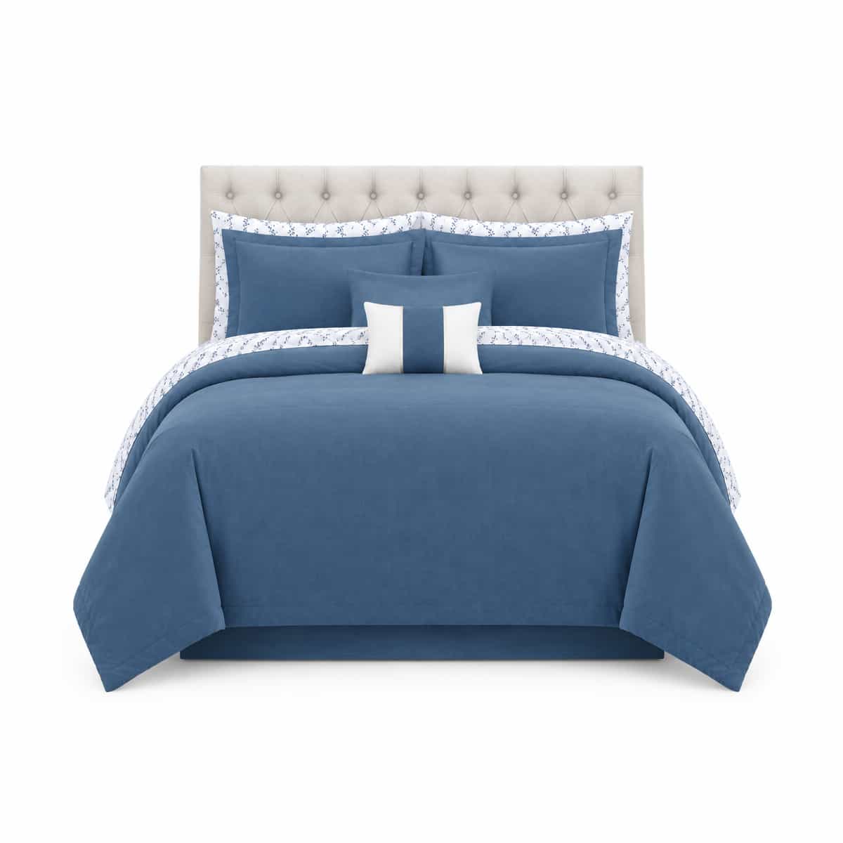 Edredón King 10 Piezas Azul Grisáceo Seraphine