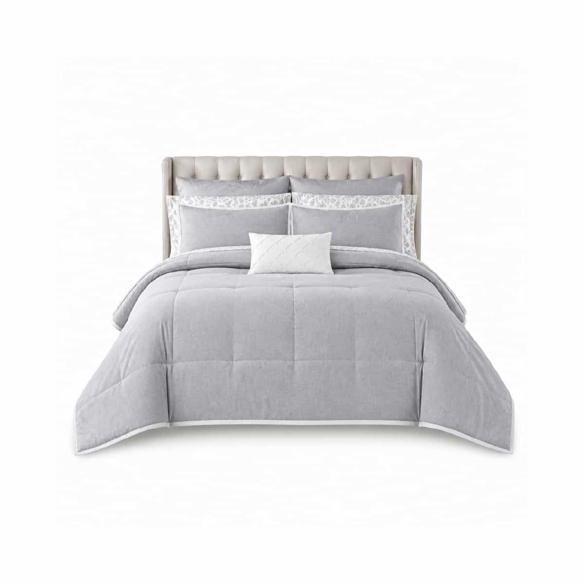 Edredón Queen Reversible 10 Piezas Gris Ella Elise