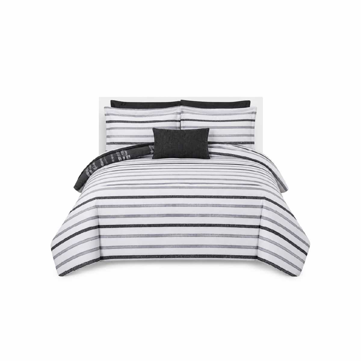 Edredón King Reversible 10 Piezas Negro y Blanco Ella Elise
