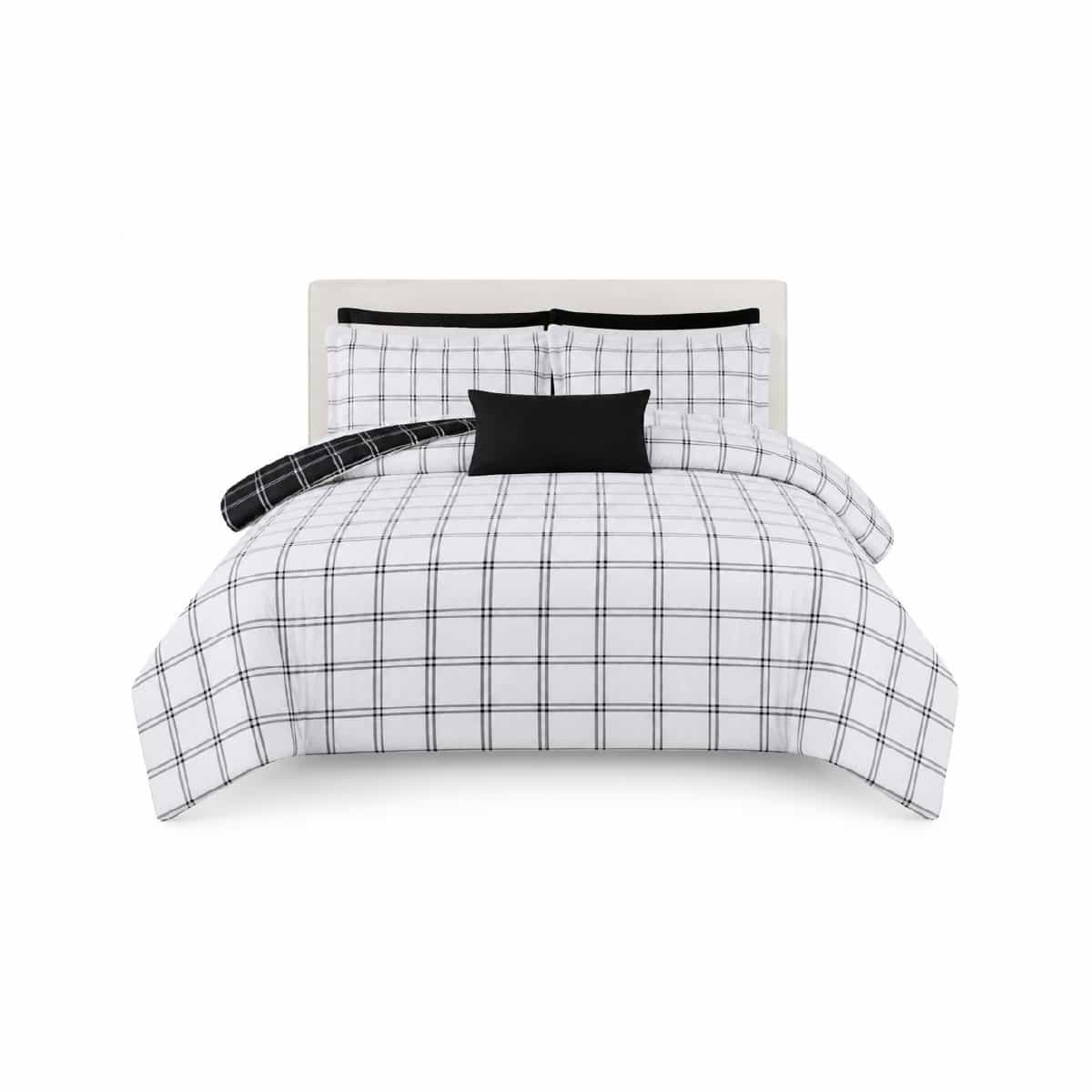 Edredón Queen Reversible 10 Piezas Negro Blanco Gris Urban Retreat