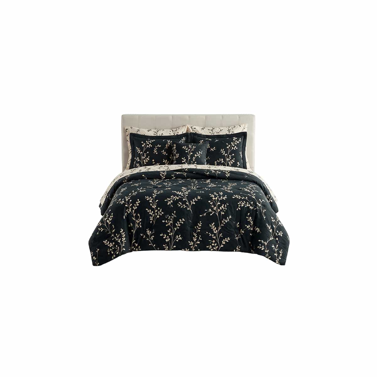 Edredón Queen Reversible 10 Piezas Negro y Beige Heritage & Hearth