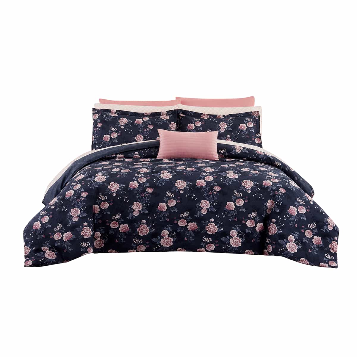 Edredón King Reversible De 10 Piezas Negro Y Rosa Heritage & Hearth