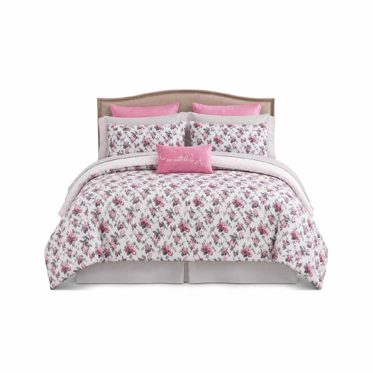 Edredón King Reversible 10 Piezas Rosa y Beige Heritage & Hearth