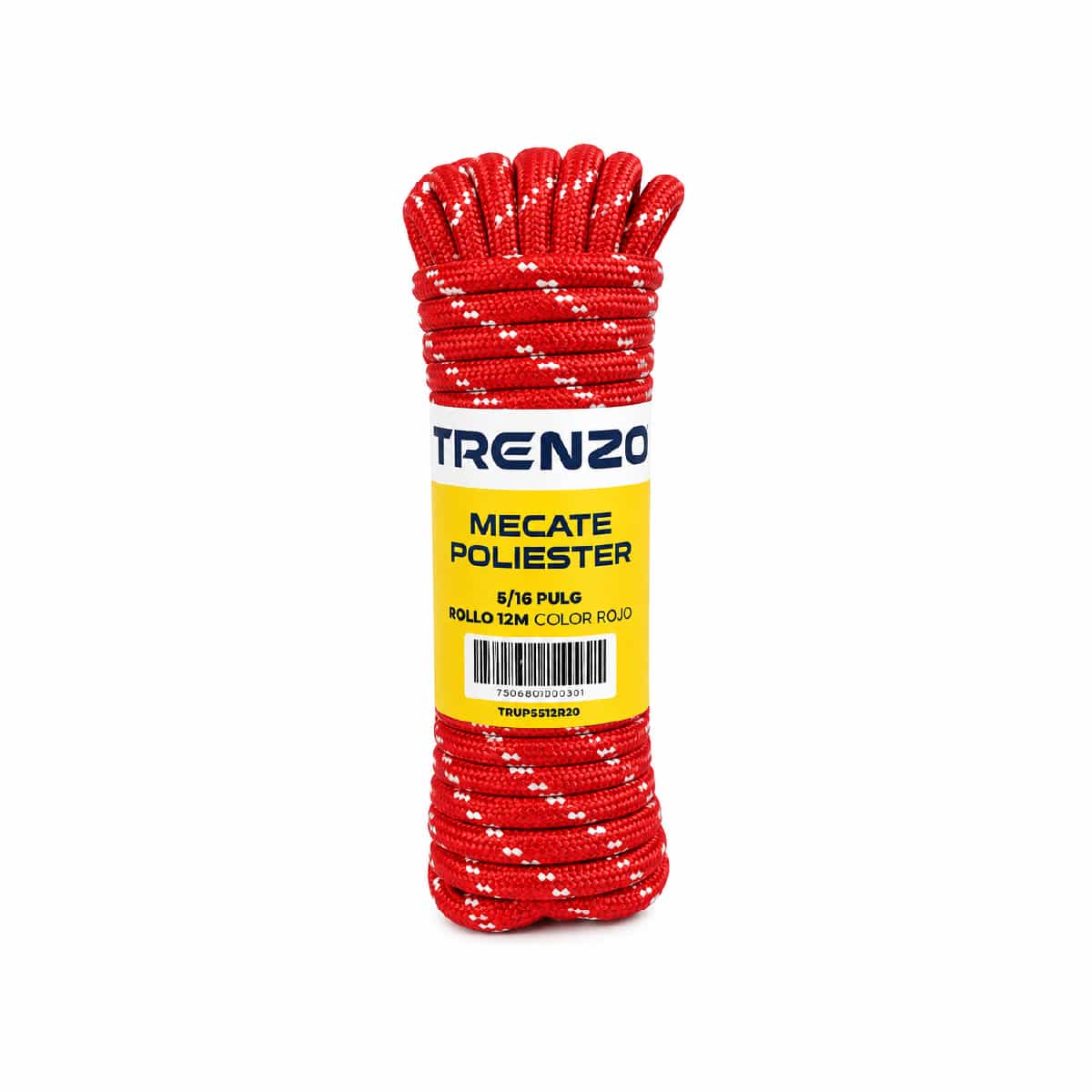 Mecate de Poliéster en Rollo 5/16 Pulgadas Rojo Trenzo