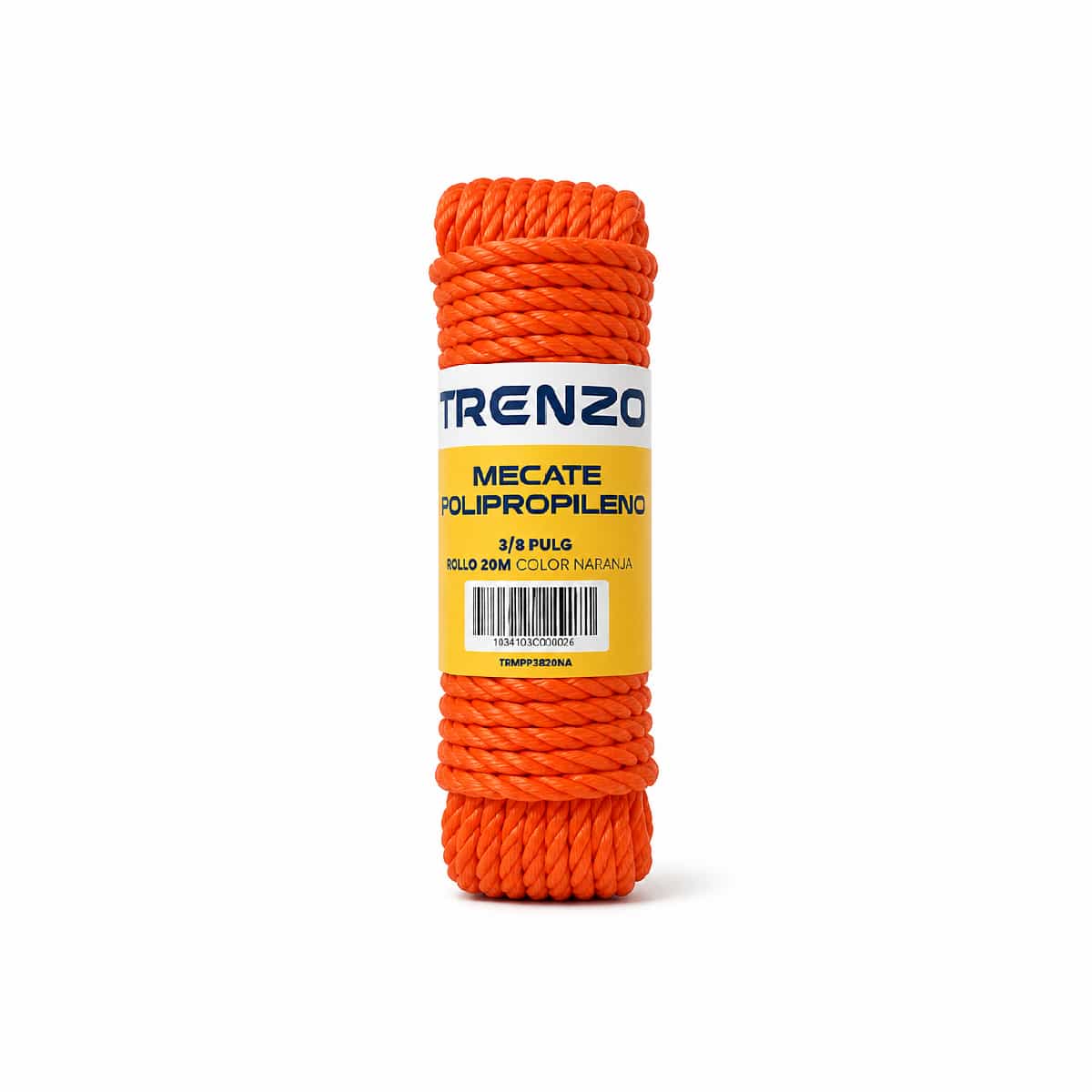 Mecate de Polipropileno de 3/8 Pulgadas Naranja Trenzo